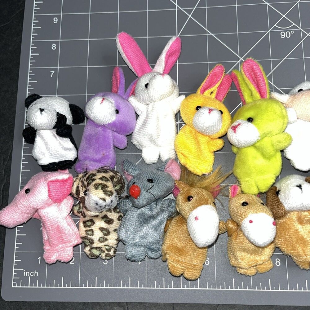 Soft Plush Animal Finger Puppets Baby Story Time Assorted Animal Set of 22 - Picture 2 of 7
